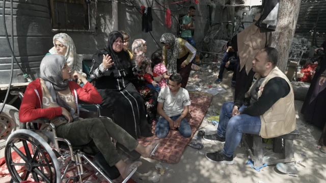 Residents of the building in Jabalia