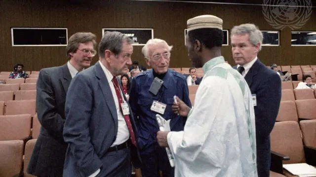 O oceanógrafo francês Jacques Cousteau na Rio-92