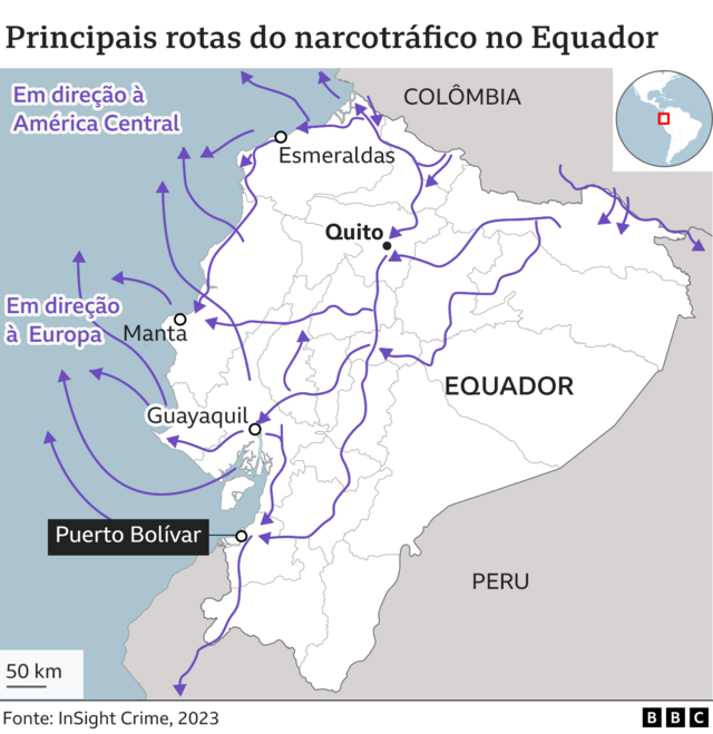 Mapa das rotas principaismobile b1bettráficomobile b1betdrogas no Equador