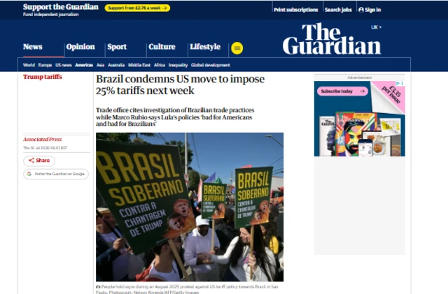 Reportagem no The Guardian