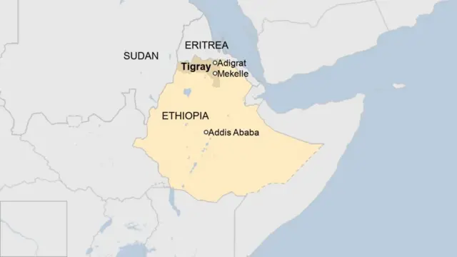 Khariidad muujinaysa halka gobolka Tigray kaga yaal Itoobiya.