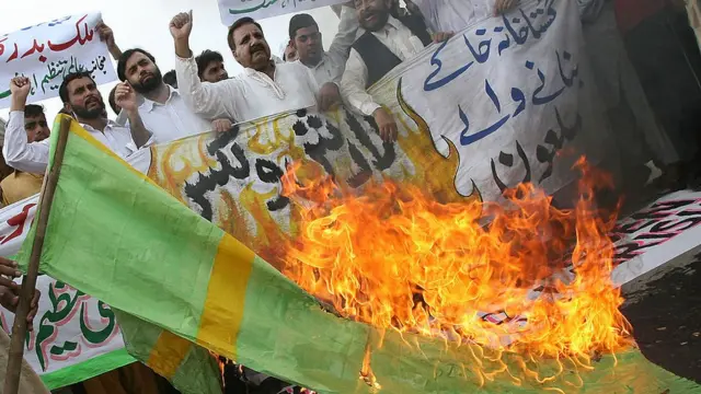 Сожжение шведского флага в Лахоре