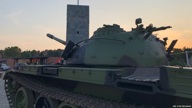 Red Star Belgrade puts tank outside stadium - BBC News