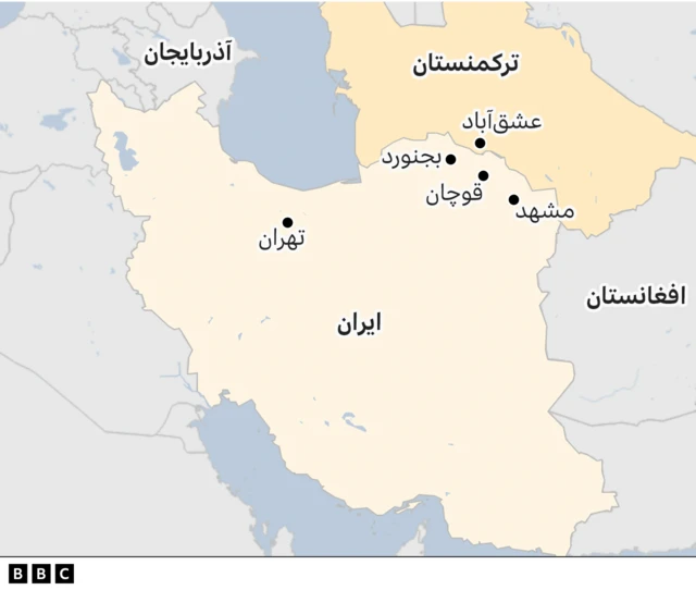 نقشه ایران و ترکمنستان