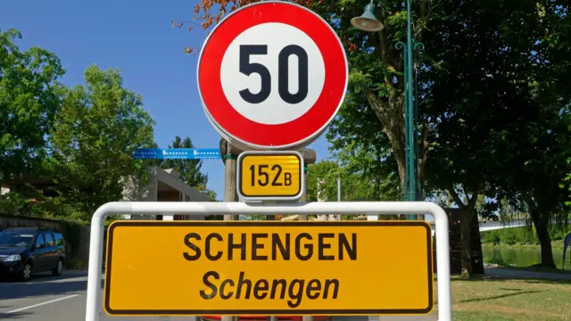Road sign for the town of Sheghen in Luxembourg