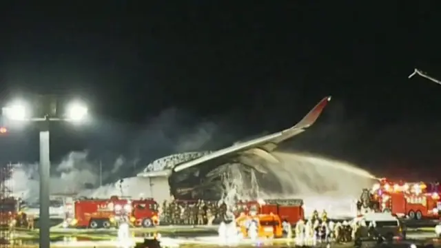 화재 진압 후 비행기 모습