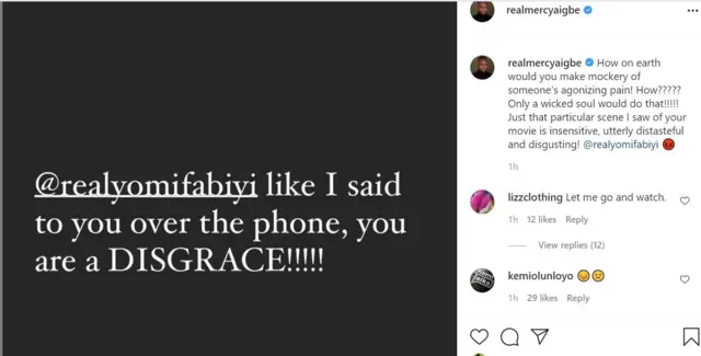 Ọrọ ti Mercy aigbe kọ si Instagram rẹ