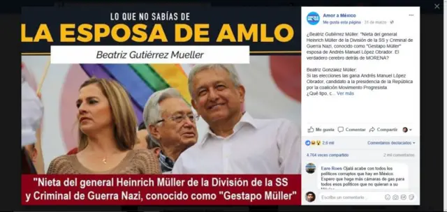 Una imagen viral con información falsa sobre López Obrador