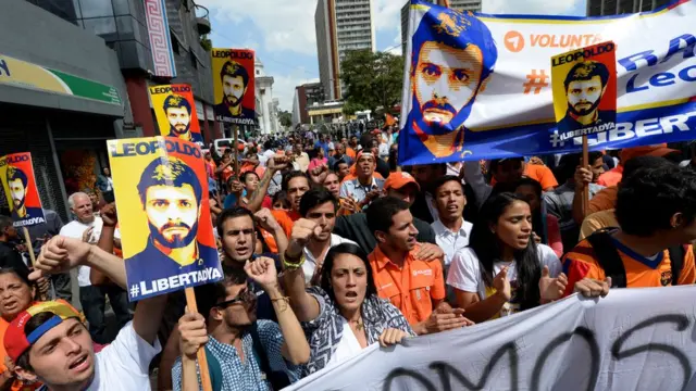 Manifestación a favor de la liberación de Leopoldo López