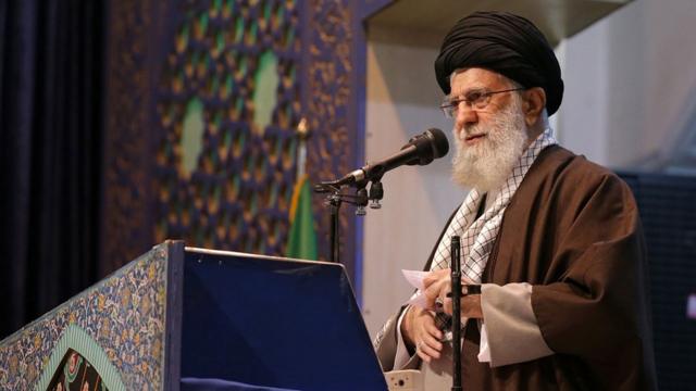 Image shows Ayatollah Ali Khamenei on Friday 17 Jan 20
