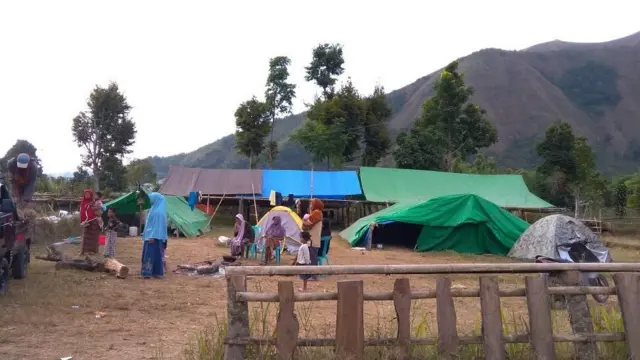 Lokasi pengungsian keluarga Minardi di lereng Gunung Rinjani