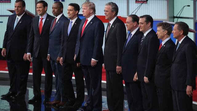 Diez de los principales candidatos republicanos participaron del primer debate presidencial en agosto de 2015.