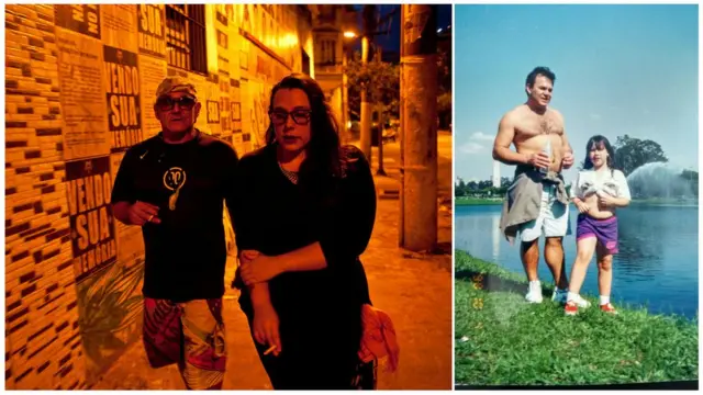 Mylena e o pai hoje e no passado