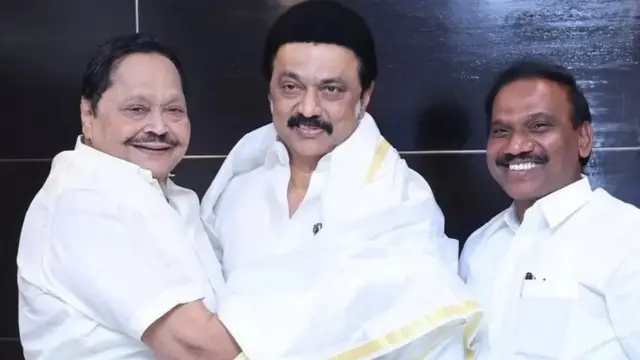 மு.க.ஸ்டாலின், துரைமுருகன், ஆ.ராசா