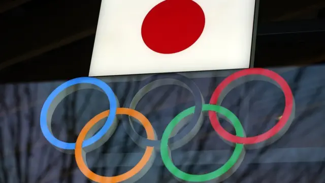 Japan flag and Olympic rings