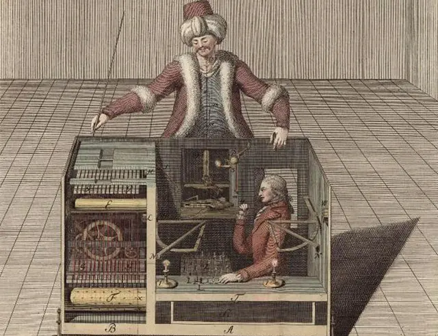 Imagen de un libro en el que trataron de explicar la máquina del turco que jugaba ajedrez, tras reconstruir el artilugio en 1789. Joseph Racknitz