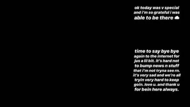 그란데가 인스타그램 스토리에 게시했던 글