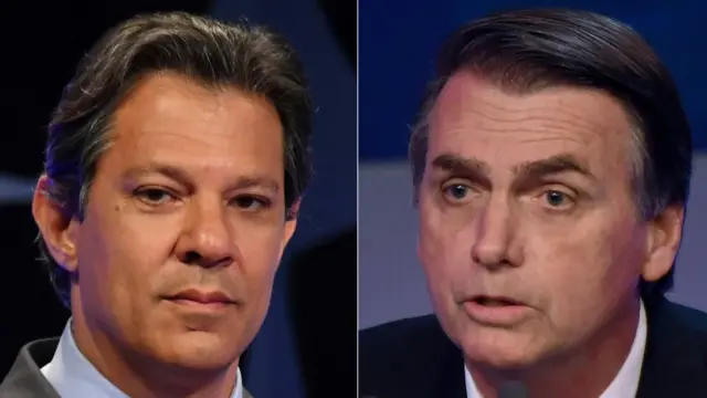 Fernando Haddad (à esquerda) e Jair Bolsonaro (à direita)