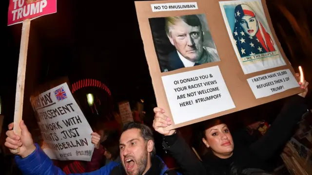 London, protes, Inggris, Trump