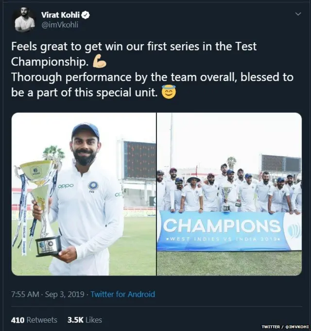 भारत, वेस्ट इंडिज, कोहली