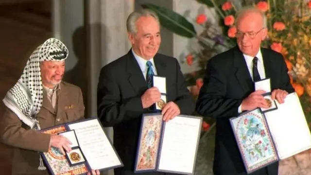 Yaser Arafat, Şimon Peres, İzak Rabin