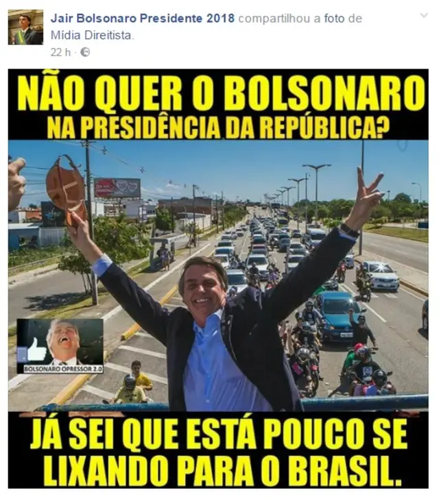 Reproduçãogiro ditalia bettingpostagem da página Jair Bolsonaro Presidente 2018