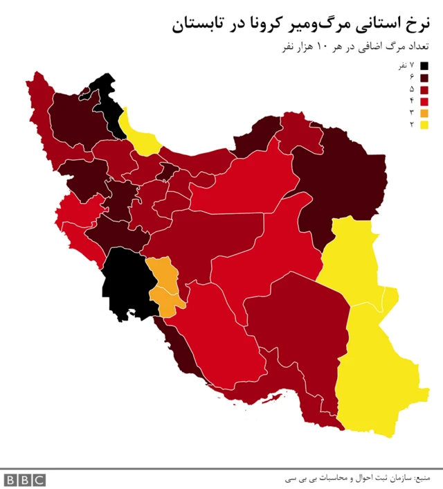نمودار مرگ اضافی کرونا