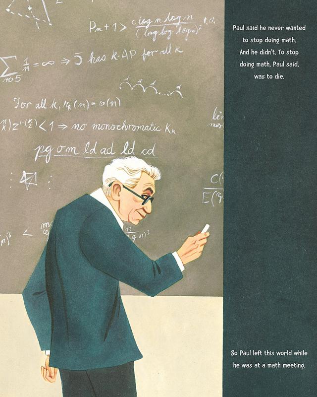 (Imagen de "El niño que amó las matemáticas: la improbable vida de Paul Erdos" de Deborah Heiligman, con ilustraciones de LeUyen Pham ©2013 Derechos Reservados).