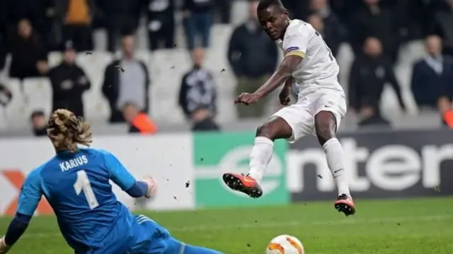 Mbwana Samatta akifunga goli lake dhidi ya Besikitas