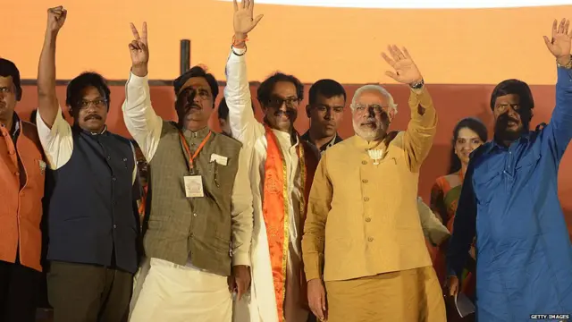 2014 च्या निवडणूक प्रचारादरम्यान नरेंद्र मोदी आणि उद्धव ठाकरे