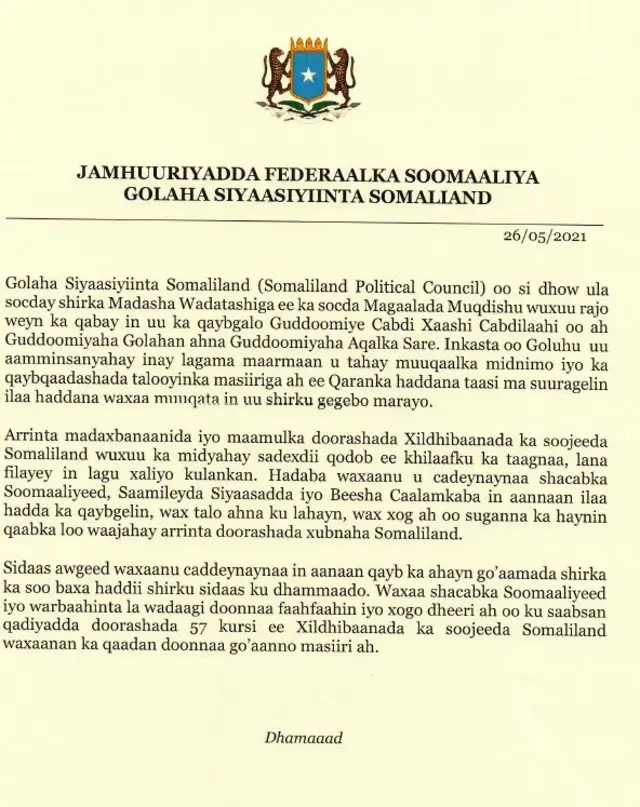 Warqadda Siyaasiyiinta Somaliland