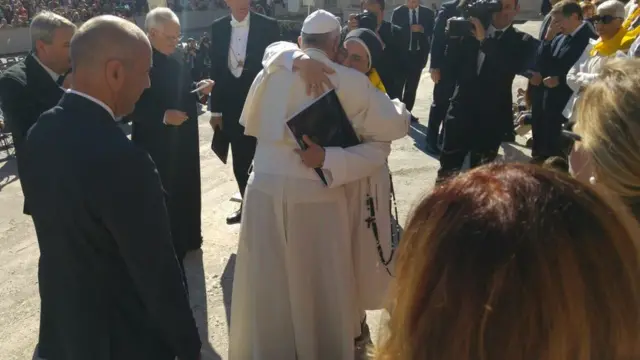 Irmã Lucía com o papa Francisco