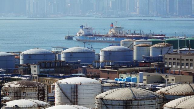 Oil tanks in China's Liaoning province