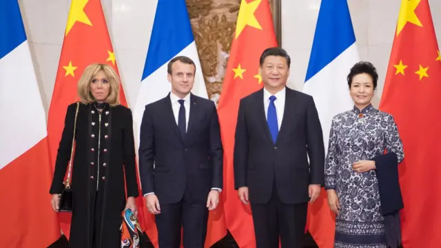 马克龙夫妇与习近平夫妇