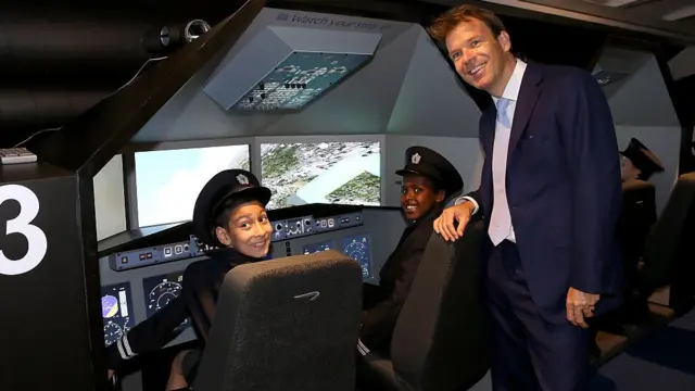 Niños jugando a ser pilotos en Kidzania