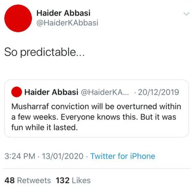 سابق وزیراعظم شاہد خاقان عباسی کے بیٹے حیدر عباسی کی ٹویٹ