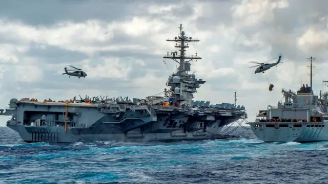 The USS Abraham Lincoln is seen in a handout picture