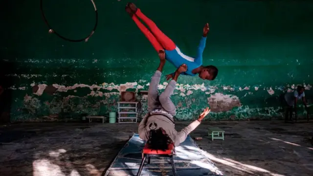 Members of the Tigray Circus rehearse in the city of Mekele, Ethiopia, on September 8, 2020.