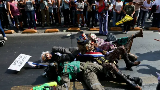Protesta contra el sistema de pensiones en Chile