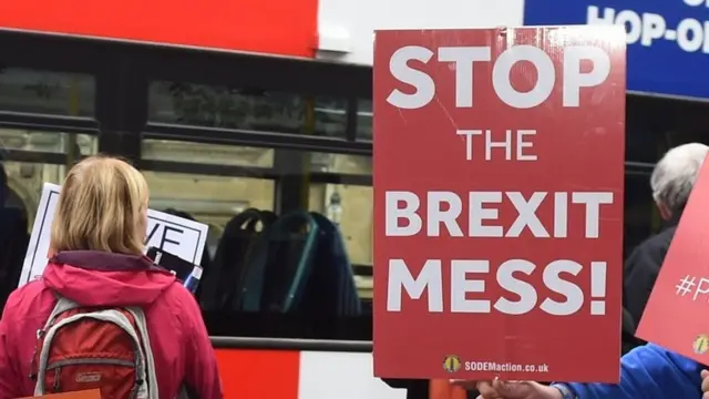 બ્રેક્સિટ મામલે પ્રદર્શન કરતા લોકો