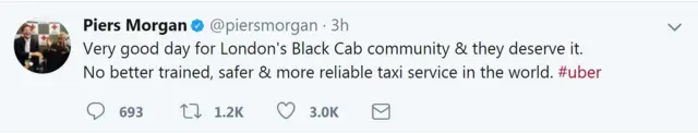 Na very good day for London black cab community and dey deserve am.