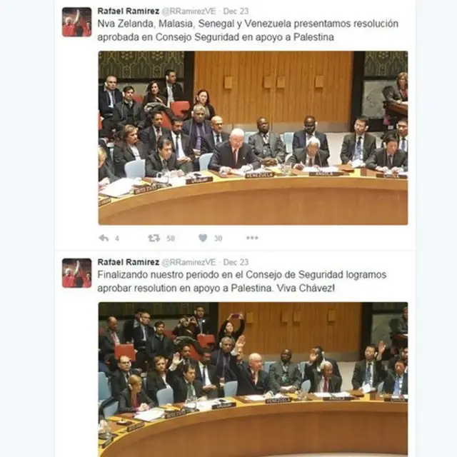 Página de Twitter de Rafael Ramírez, embajador de Venezuela ante la ONU
