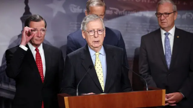 زعيم الأقلية الجهورية في مجلس الشيوخ ميتش ماكونال (وسط)