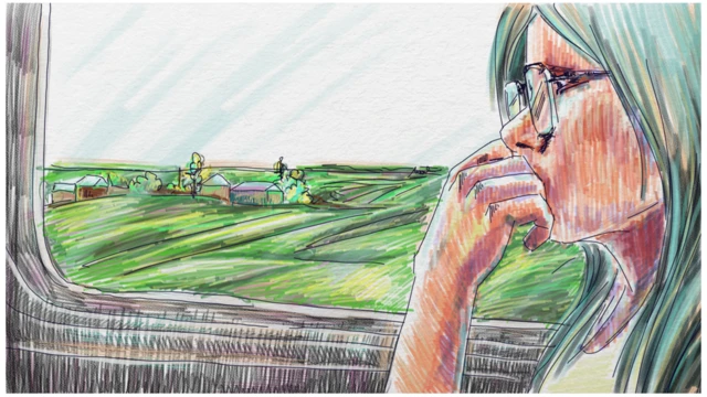 Женщина у окна автобуса