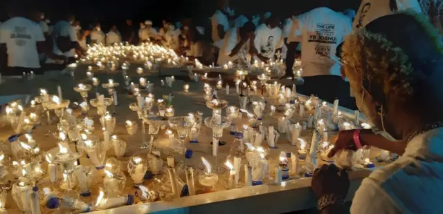 "Prophet TB Joshua burial": Temitope Balogun Joshua wife Evelyn Joshua lead 'funeral candlelight procession' by [Synagogue Church, Emmanuel TV]