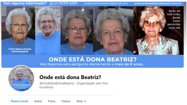 Printslot western goldpágina do Facebook "Onde está dona Beatriz?"