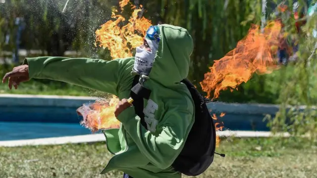 Protesta violenta en Venezuela.