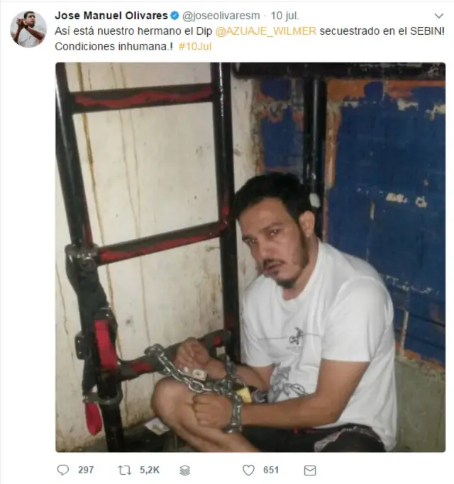 Tuit del diputado José Manuel Olivares.