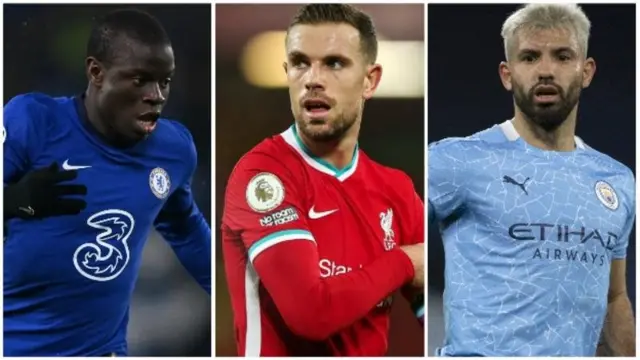 Chelsea N'Golo Kante, Liverpool Jordan Henderson and Manchester City Sergio Aguero
