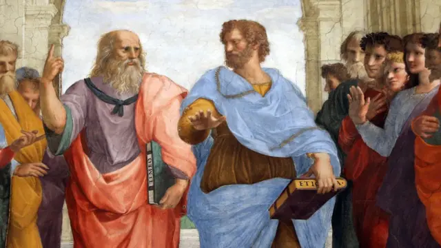 Platón y Aristóteles en La Escuela de Atenas.